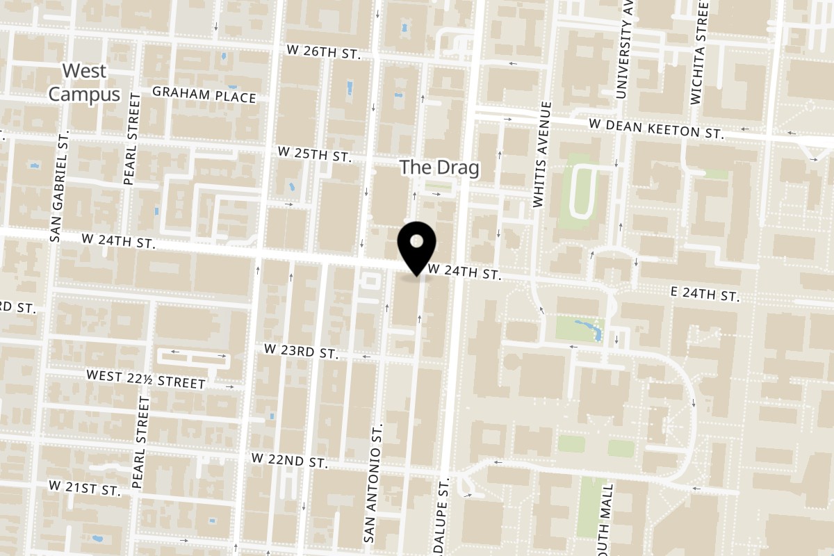 Map showing the location of Limegreen Southeast Asian Grill Central Austin on 415 W 24th St in Austin